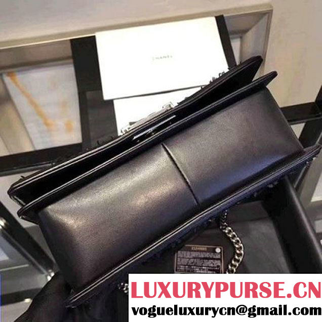 Chanel Embroidered Lambskin Medium Boy Flap Bag Black 2017 (KN-7110105 )