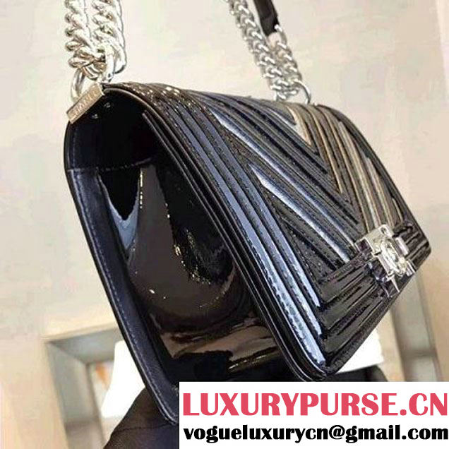 Chanel Chevron Glittered PVC & Patent Leather Medium Boy Flap Bag A67086 2017 (KN-7110103 )