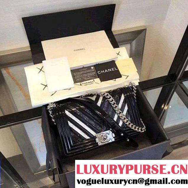 Chanel Chevron Glittered PVC & Patent Leather Medium Boy Flap Bag A67086 2017 (KN-7110103 )