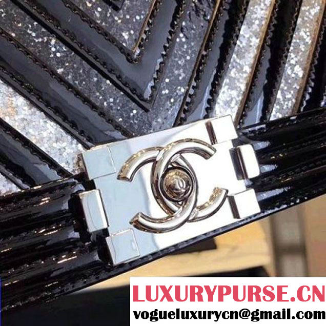 Chanel Chevron Glittered PVC & Patent Leather Medium Boy Flap Bag A67086 2017 (KN-7110103 )