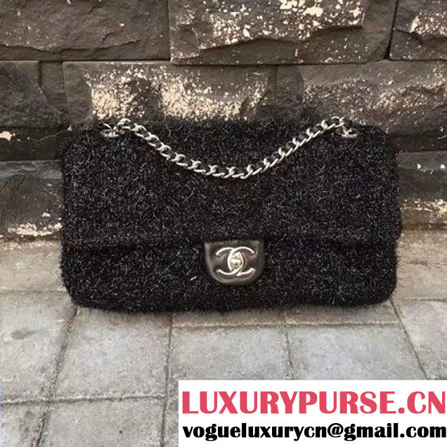 Chanel Knit Pluto Glitter Medium Flap Bag A91984 Black 2017 (KN-7110107 )