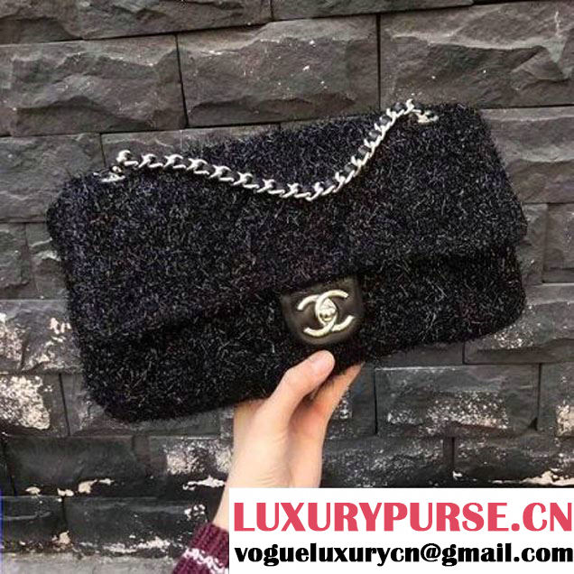 Chanel Knit Pluto Glitter Medium Flap Bag A91984 Black 2017 (KN-7110107 )
