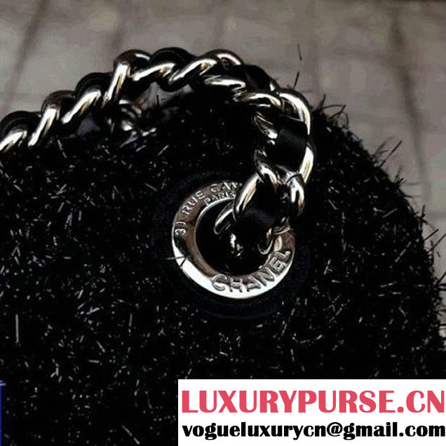 Chanel Knit Pluto Glitter Medium Flap Bag A91984 Black 2017 (KN-7110107 )