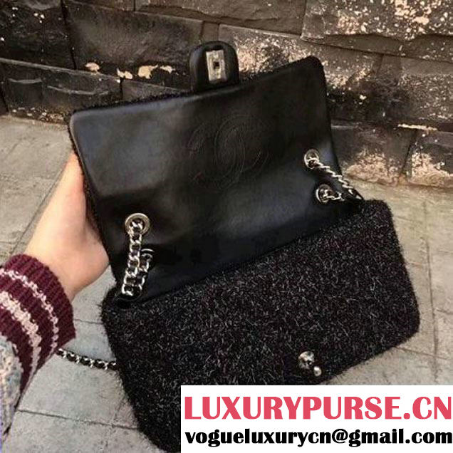 Chanel Knit Pluto Glitter Medium Flap Bag A91984 Black 2017 (KN-7110107 )