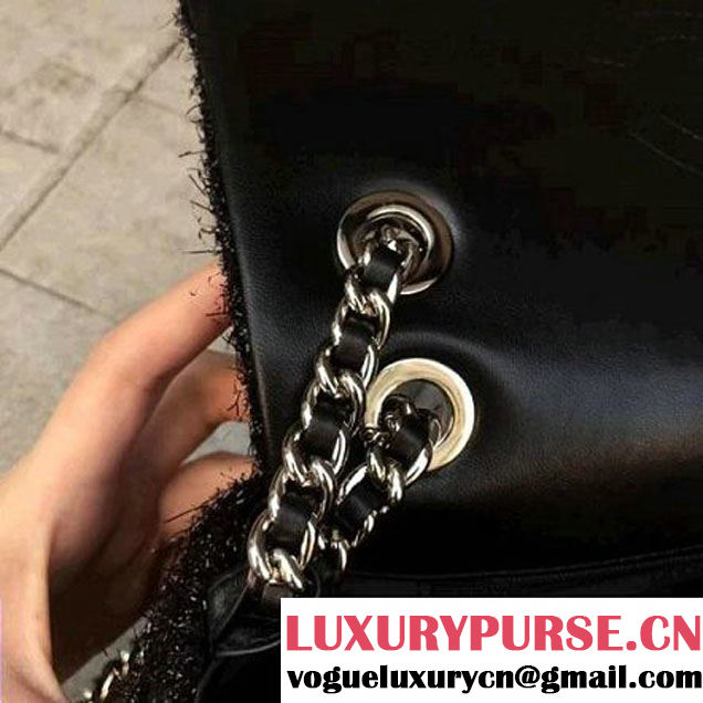Chanel Knit Pluto Glitter Medium Flap Bag A91984 Black 2017 (KN-7110107 )