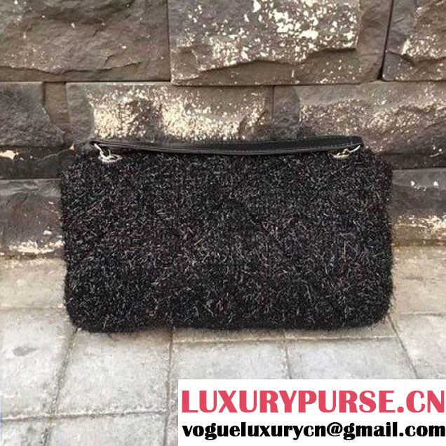 Chanel Knit Pluto Glitter Medium Flap Bag A91984 Black 2017 (KN-7110107 )