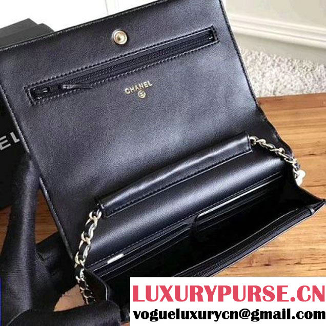 Chanel Metallic Lambskin Wallet On Chain WOC Bag A84327 Black 2017 (KN-7111620 )