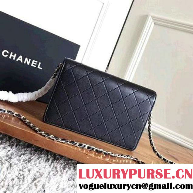 Chanel Metallic Lambskin Wallet On Chain WOC Bag A84327 Black 2017 (KN-7111620 )