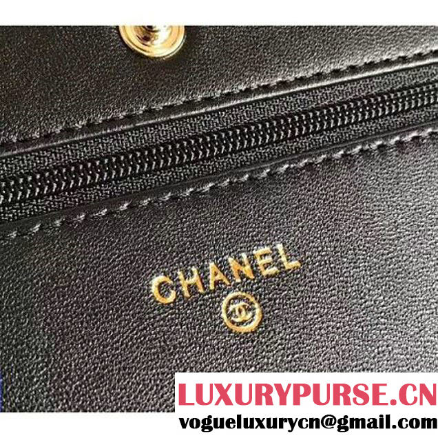 Chanel Metallic Lambskin Wallet On Chain WOC Bag A84327 Black 2017 (KN-7111620 )