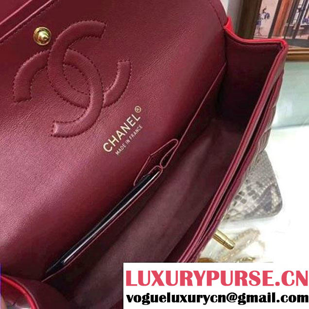 Chanel Multicolor Lambskin Medium Classic Double Flap Bag Rosy/Burgundy/Red (AV-7112202 )