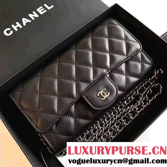 Chanel Lambskin Flap Wallet With Chain Shoulder Bag Black 2017 (KN-7111623 )