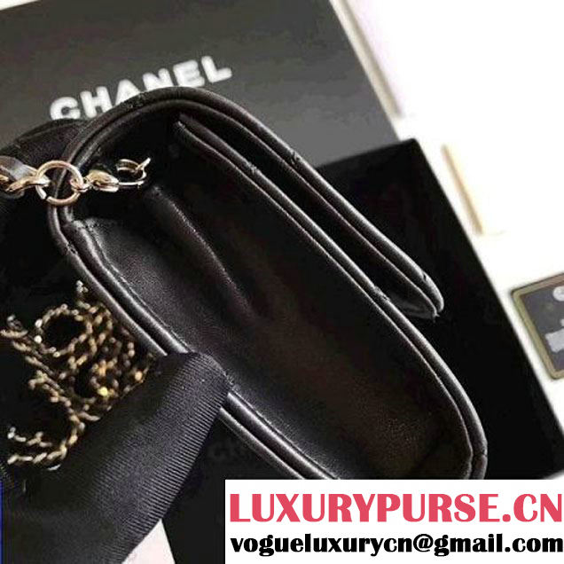 Chanel Lambskin Flap Wallet With Chain Shoulder Bag Black 2017 (KN-7111623 )