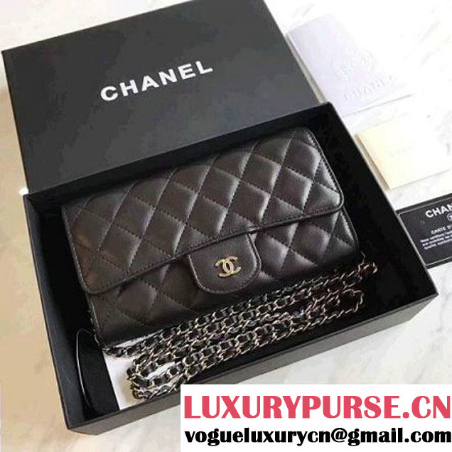 Chanel Lambskin Flap Wallet With Chain Shoulder Bag Black 2017 (KN-7111623 )