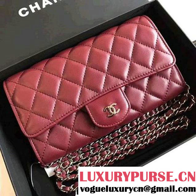 Chanel Lambskin Flap Wallet With Chain Shoulder Bag Red 2017 (KN-7111622 )