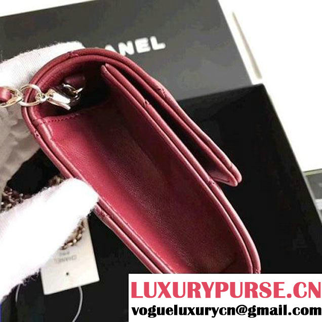 Chanel Lambskin Flap Wallet With Chain Shoulder Bag Red 2017 (KN-7111622 )