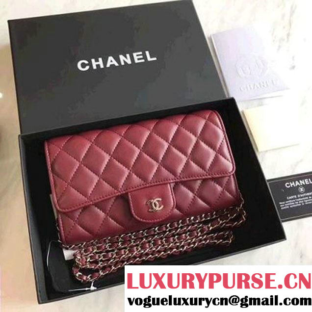 Chanel Lambskin Flap Wallet With Chain Shoulder Bag Red 2017 (KN-7111622 )