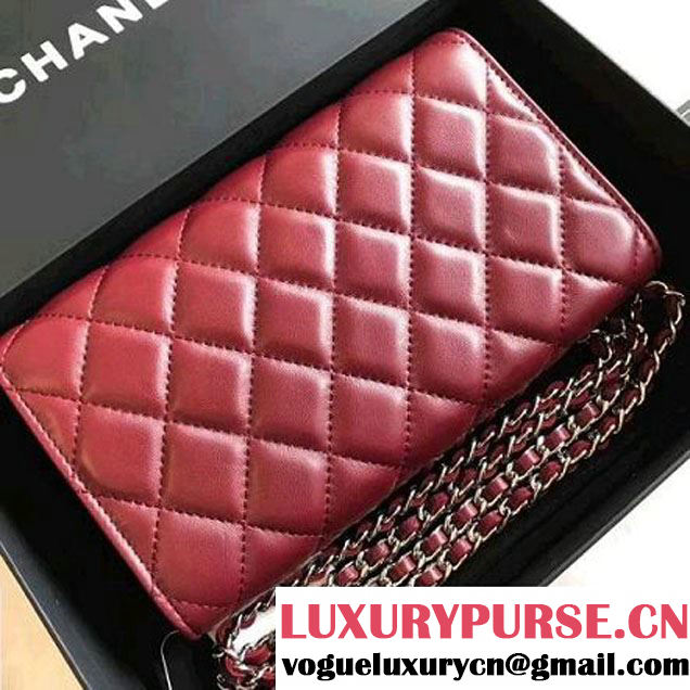 Chanel Lambskin Flap Wallet With Chain Shoulder Bag Red 2017 (KN-7111622 )