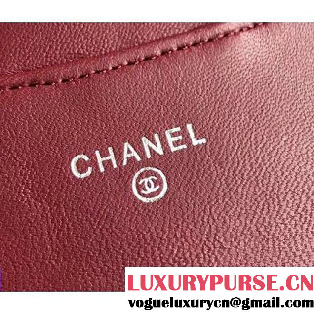 Chanel Lambskin Flap Wallet With Chain Shoulder Bag Red 2017 (KN-7111622 )