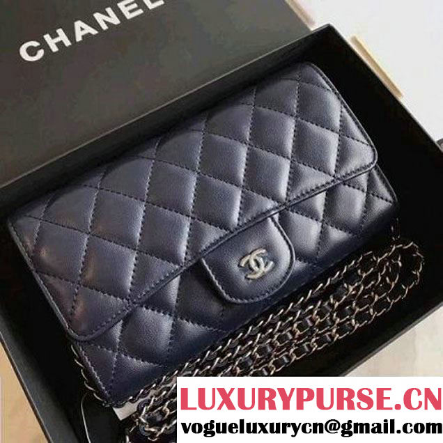 Chanel Lambskin Flap Wallet With Chain Shoulder Bag Blue 2017 (KN-7111621 )