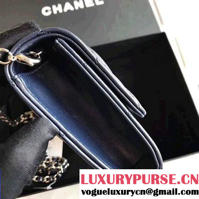 Chanel Lambskin Flap Wallet With Chain Shoulder Bag Blue 2017 (KN-7111621 )