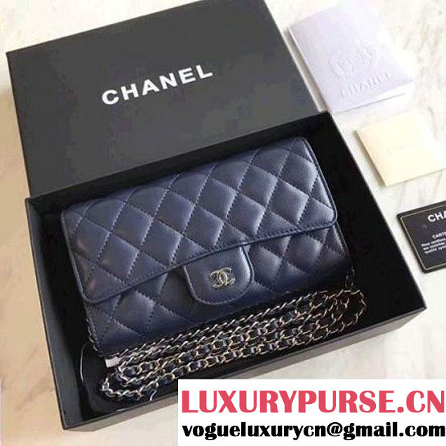 Chanel Lambskin Flap Wallet With Chain Shoulder Bag Blue 2017 (KN-7111621 )
