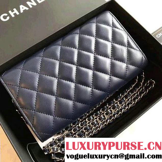 Chanel Lambskin Flap Wallet With Chain Shoulder Bag Blue 2017 (KN-7111621 )