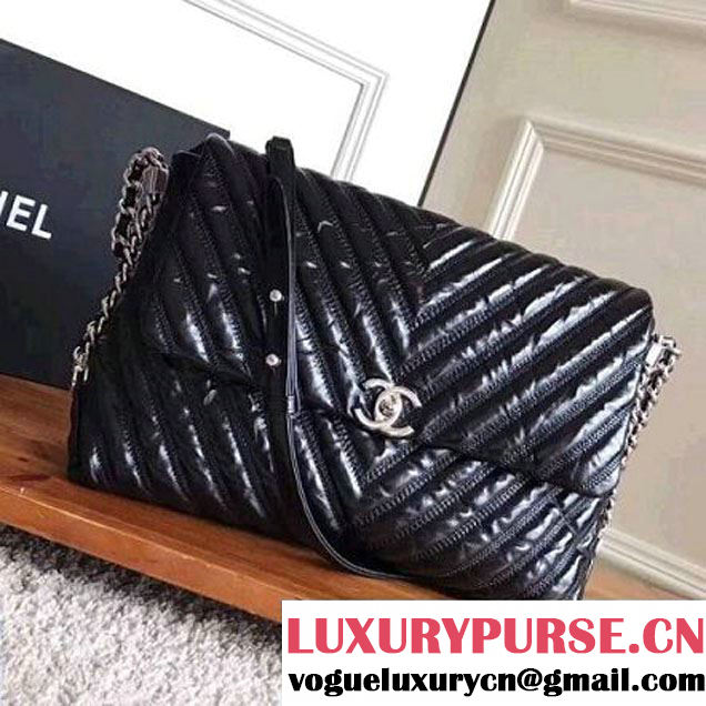 Chanel Chevron Space Suit Flap Bag A91978 Black F/W 2017 (KN-7111142 )