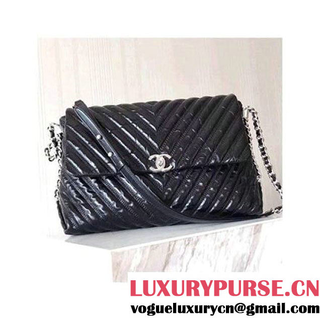 Chanel Chevron Space Suit Flap Bag A91978 Black F/W 2017 (KN-7111142 )