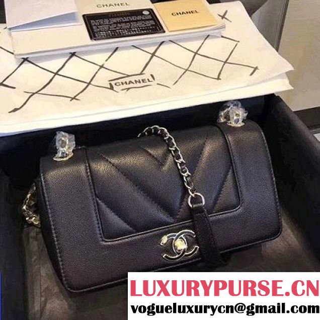 Chanel Black Mademoiselle Vintage Chevron Small Flap Bag A93083 F/W 2017 (KN-7111137 )