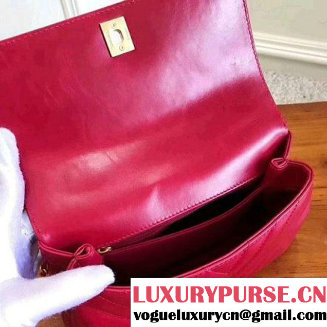 Chanel Shiny Chevron Calfskin Coco Handle Mini Bag Indian Red 2017 (KN-7111136 )