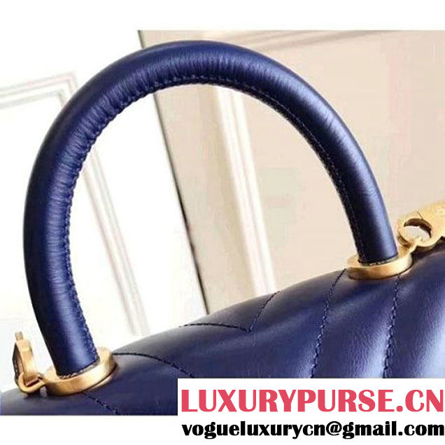 Chanel Shiny Chevron Calfskin Coco Handle Mini Bag Blue 2017 (KN-7111135 )