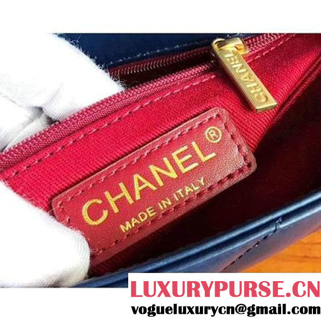 Chanel Shiny Chevron Calfskin Coco Handle Mini Bag Blue 2017 (KN-7111135 )