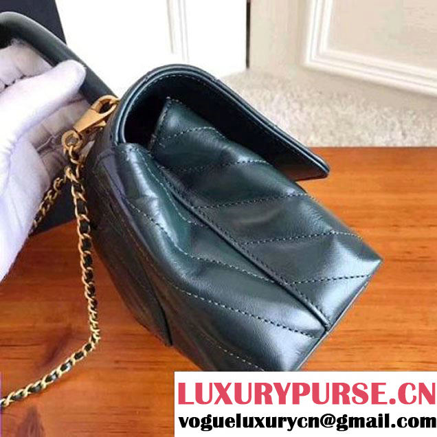 Chanel Shiny Chevron Calfskin Coco Handle Mini Bag Green 2017 (KN-7111134 )