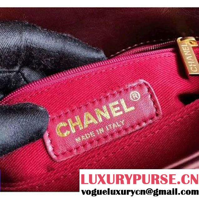 Chanel Shiny Chevron Calfskin Coco Handle Mini Bag Burgundy 2017 (KN-7111133 )