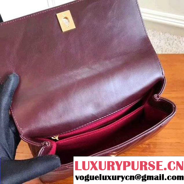 Chanel Shiny Chevron Calfskin Coco Handle Mini Bag Burgundy 2017 (KN-7111133 )