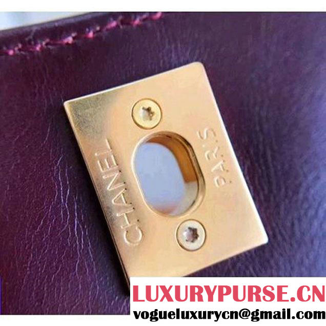 Chanel Shiny Chevron Calfskin Coco Handle Mini Bag Burgundy 2017 (KN-7111133 )