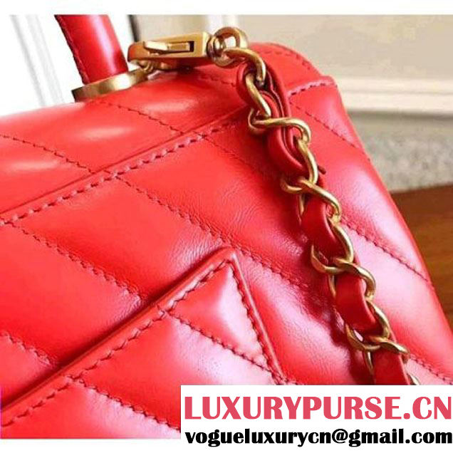 Chanel Shiny Chevron Calfskin Coco Handle Small Bag Orange 2017 (KN-7111131 )
