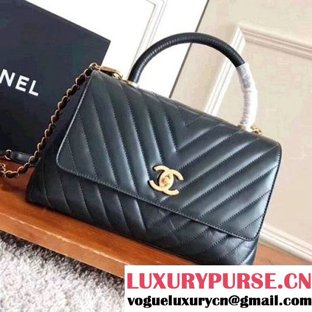 Chanel Shiny Chevron Calfskin Coco Handle Small Bag Green 2017 (KN-7111130 )