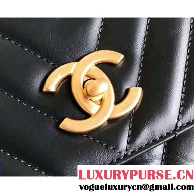 Chanel Shiny Chevron Calfskin Coco Handle Small Bag Green 2017 (KN-7111130 )