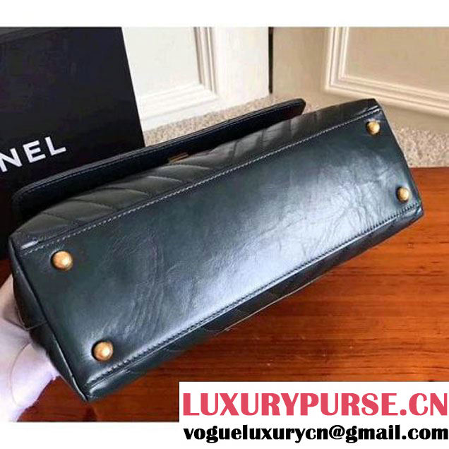 Chanel Shiny Chevron Calfskin Coco Handle Small Bag Green 2017 (KN-7111130 )
