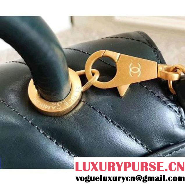 Chanel Shiny Chevron Calfskin Coco Handle Small Bag Green 2017 (KN-7111130 )