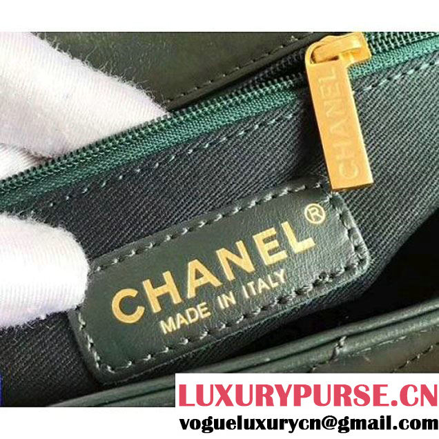 Chanel Shiny Chevron Calfskin Coco Handle Small Bag Green 2017 (KN-7111130 )
