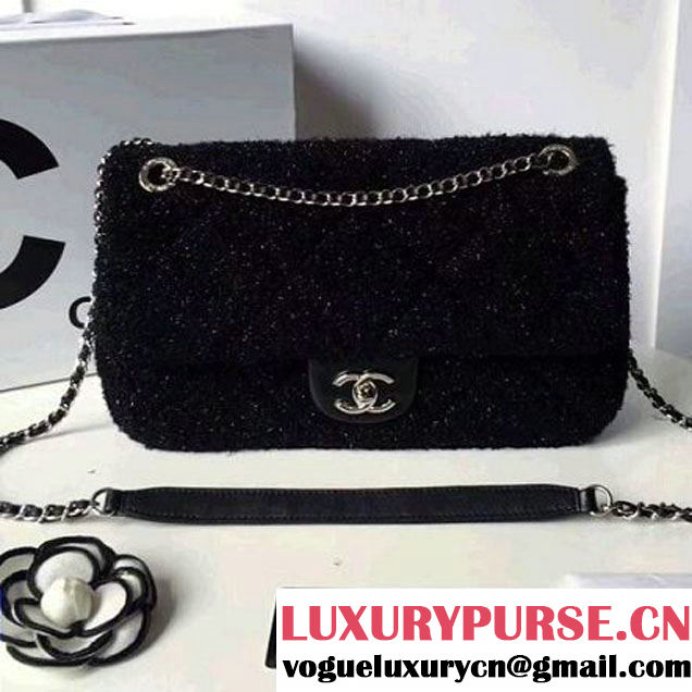 Chanel Knit Pluto Glitter Medium Flap Bag A91984 Black F/W 2017 (ZMD-7111129 )