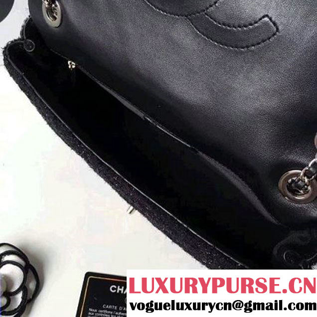 Chanel Knit Pluto Glitter Medium Flap Bag A91984 Black F/W 2017 (ZMD-7111129 )