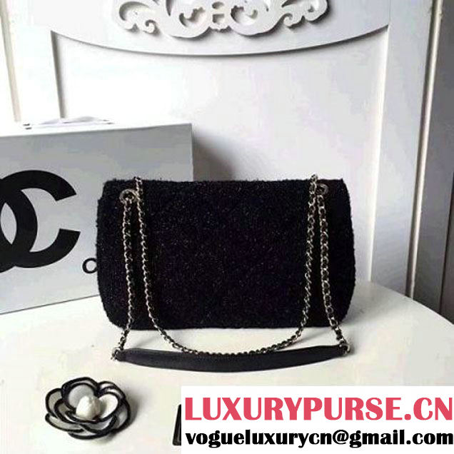 Chanel Knit Pluto Glitter Medium Flap Bag A91984 Black F/W 2017 (ZMD-7111129 )