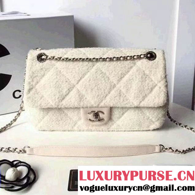 Chanel Knit Pluto Glitter Medium Flap Bag A91984 White F/W 2017 (ZMD-7111128 )