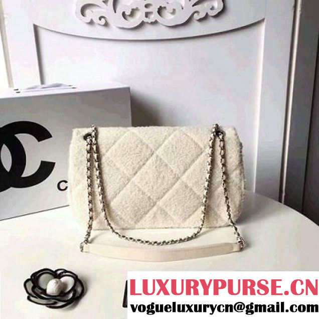 Chanel Knit Pluto Glitter Medium Flap Bag A91984 White F/W 2017 (ZMD-7111128 )