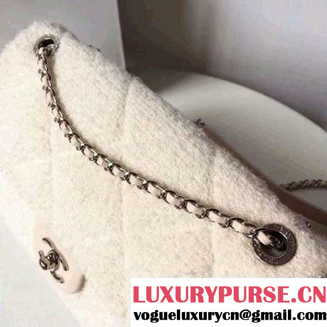 Chanel Knit Pluto Glitter Medium Flap Bag A91984 White F/W 2017 (ZMD-7111128 )