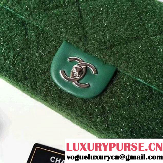 Chanel Knit Pluto Glitter Medium Flap Bag A91984 Green F/W 2017 (ZMD-7111126 )