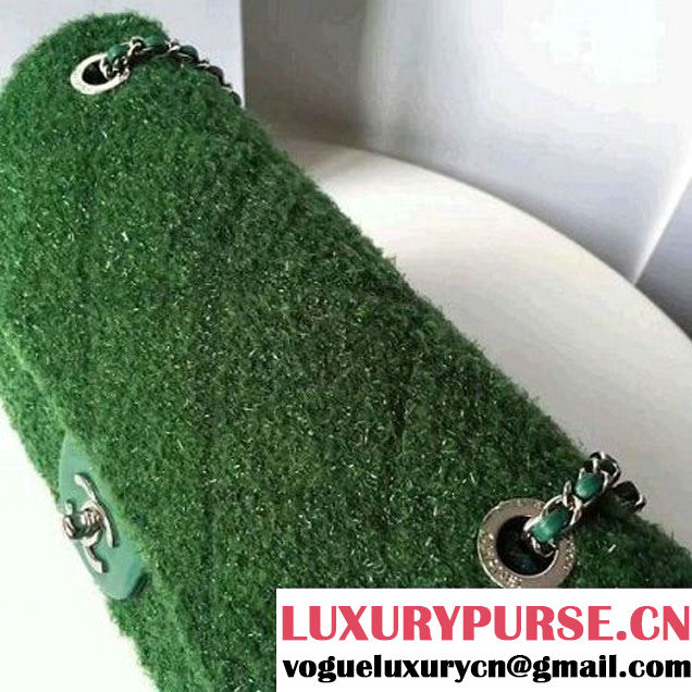 Chanel Knit Pluto Glitter Medium Flap Bag A91984 Green F/W 2017 (ZMD-7111126 )